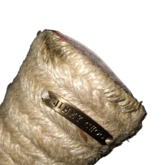 Jimmy Choo Pink Jute Wedge Platform Sandals - Picture 5 of 6